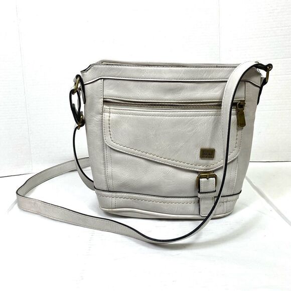 B.o.c. Born Light Grey Faux Leather Crossbody Purse Bag - Picture 1 of 6